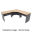 Eternity 4 Person Double Sided Workstation - No Screen - Natural Oak Melamine and White Powder Coat | E0 Enviroboard Top With 410mm W x 50mm D Scallop | 30mm Cable Access Void In Between Double Sided Users - Infill Rail Avail. At An Additional Cost | 2400 Default Vendor