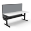 Eternity 2 Person Double Sided Workstation - With Screen_x000D_
Natural White Melamine and Black Powder Coat | E0 Enviroboard Top With 410mm W x 50mm D Scallop Cable Access | 1800mm W x 1530mm D x 1200mm H ( Overall ), 1800mm W x 750mm D x 730mm H Per Use Default Vendor