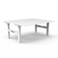 Eternity 4 Person Double Sided Workstation - With Screen_x000D_
Natural Oak Melamine and White Powder Coat | E0 Enviroboard Top With 410mm W x 50mm D Scallop Cable Access | 2400mm W x 1530mm D x 1200mm H ( Overall ), 1200mm W x 750mm D x 730mm H Per User Default Vendor