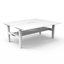 Eternity 4 Person Double Sided Workstation - With Screen_x000D_
Natural Oak Melamine and White Powder Coat | E0 Enviroboard Top With 410mm W x 50mm D Scallop Cable Access | 3000mm W x 1530mm D x 1200mm H ( Overall ), 1500mm W x 750mm D x 730mm H Per User Default Vendor