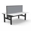 Eternity 4 Person Double Sided Workstation - With Screen_x000D_
Natural White Melamine and Black Powder Coat | E0 Enviroboard Top With 410mm W x 50mm D Scallop Cable Access | 3600mm W x 1530mm D x 1200mm H ( Overall ), 1800mm W x 750mm D x 730mm H Per Use Default Vendor
