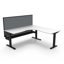 Eternity 8 Person Double Sided Workstation - With Screen_x000D_
Natural White Melamine and Black Powder Coat | E0 Enviroboard Top With 410mm W x 50mm D Scallop Cable Access | 6000mm W x 1530mm D x 1200mm H ( Overall ), 1500mm W x 750mm D x 730mm H Per Use Default Vendor