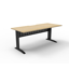 Eternity 5 Person Single Sided Workstation - No Screen_x000D_
Natural White Melamine and Black Powder Coat | Worksurface with 410mm W x 50mm D Scallop Cable Access | 6000mm W x 750mm D x 730mm H ( Overall ), 1200mm W x 750mm D x 730mm H Per User | 60mm x Default Vendor