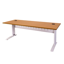 Eternity 2 Person Single Sided Workstation - With Screen_x000D_
Natural Oak Melamine and White Powder Coat | E0 Enviroboard Worksurface With 410mm W x 50mm D Scallop Cable Access | 3000mm W x 780mm D x 730mm H ( Overall ), 1200mm W x 750mm D x 730mm H Per Default Vendor