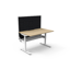 Deluxe Eternity 3 Person 120 Degree Workstation - With Screen - Natural Oak Melamine and White Powder Coat | E0 Enviroboard Melamine Worksurface With 1 x 80mm Diameter Cable Entry Hole | 2866mm W x 2480mm D x 1200mm H (Overall) | 1205mm W x 1205mm D x 730 Default Vendor