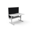 Deluxe Eternity 3 Person 120 Degree Workstation - With Screen - Natural White Melamine and White Powder Coat | E0 Enviroboard Melamine Worksurface With 1 x 80mm Diameter Cable Entry Hole | 2866mm W x 2480mm D x 1200mm H (Overall) | 1205mm W x 1205mm D x 7 Default Vendor