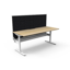 Deluxe Infinity Loop leg 3 Person 120 Degree Workstation - With Screen_x000D_
Natural Oak Melamine and White Powder Coat_x000D_
E0 Enviroboard Melamine Worksurface With 1 x 80mm Diameter Cable Entry Hole_x000D_
2866mm W x 2480mm D x 1200mm H (Overall) | 1 Default Vendor