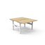 Deluxe Infinity 3 Person 120 Degree Workstation - No Screen_x000D_
Natural Oak Melamine and White Powder Coat_x000D_
E0 Enviroboard Melamine Worksurface With 1 x 80mm Diameter Cable Entry Hole_x000D_
2866mm W x  2480mm D x 730mm H (Overall) | 1205mm W x 1 Default Vendor