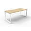 Deluxe Rapid Infinity 4 Person Double Sided Workstation - With Screen_x000D_
Natural Oak Melamine and Black Powder Coat | Worksurface With 410mm W x 50mm D Scallop Cable Access | 3600mm W x 1530mm D x 1200mm H (Overall), 1800mm W x 750mm D x 730mm H (Per Default Vendor