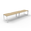 Deluxe Rapid Infinity 6 Person Double Sided Workstation - With Screen_x000D_
Natural Oak Melamine and Black Powder Coat | Worksurface With 410mm W x 50mm D Scallop Cable Access | 4500mm W x 1530mm D x 1200mm H (Overall), 1500mm W x 750mm D x 730mm H (Per Default Vendor