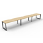 Deluxe Rapid Infinity 6 Person Double Sided Workstation - With Screen_x000D_
Natural Oak Melamine and White Powder Coat | Worksurface With 410mm W x 50mm D Scallop Cable Access | 5400mm W x 1530mm D x 1200mm H (Overall), 1800mm W x 750mm D x 730mm H (Per Default Vendor