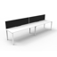 Deluxe Rapid Infinity 3 Person Single Sided Workstation - With Screen_x000D_
Natural Oak Melamine and White Powder Coat | Worksurface With 410mm W x 50mm D Scallop Cable Access | 3600mm W x 780mm D x 730mm H (Overall), 1200mm W x 750mm D x 730mm H (Per Us Default Vendor