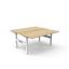 Deluxe Infinity 3 Person 120 Degree Workstation - With Screen_x000D_
Natural Oak Melamine and White Powder Coat | E0 Enviroboard Melamine Worksurface With 1 x 80mm Diameter Cable Entry Hole | 2866mm W x  2480mm D x 1200mm H (Overall) | 1205mm W x 1205mm D Default Vendor