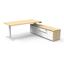 Halo Static Single Sided Workstation With Screen and Cable Tray - Natural Oak/Black_x000D_
1200mm W x 750mm D x 1330mm H, Top With Rigid Edging & 50mm D Scallop Cut Out To Rear, Powder Coat Underframe, Fully Ducted Cable Tray With Punchout For Power & Dat Default Vendor