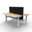 Boost Static Back to Back Workstation - 1500mm W x 1500mm D x 730mm H (overall)_x000D_
Natural Oak Melamine and Black Satin_x000D_
E0 Rated 25mm Thick Top with 50mm D Scallop Cut Out To Rear_x000D_
Underframe Finished In Powder coat, Adjustable Levelling Default Vendor